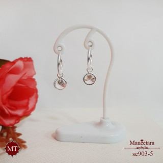 MT ต่างหูห่วงเงินแท้ ตุ้งติ้ง CZ สีขาว Solid 925 Sterling Silver Earrings (se903-5) MT Jewelry มณีธารา