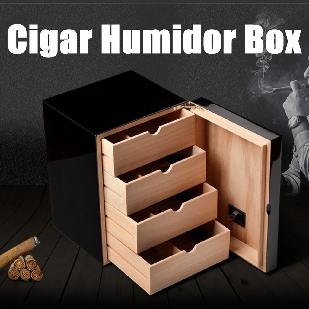 Ready Stock Wood Cedar Lined Cigar Cabinet Humidor 4 Drawers