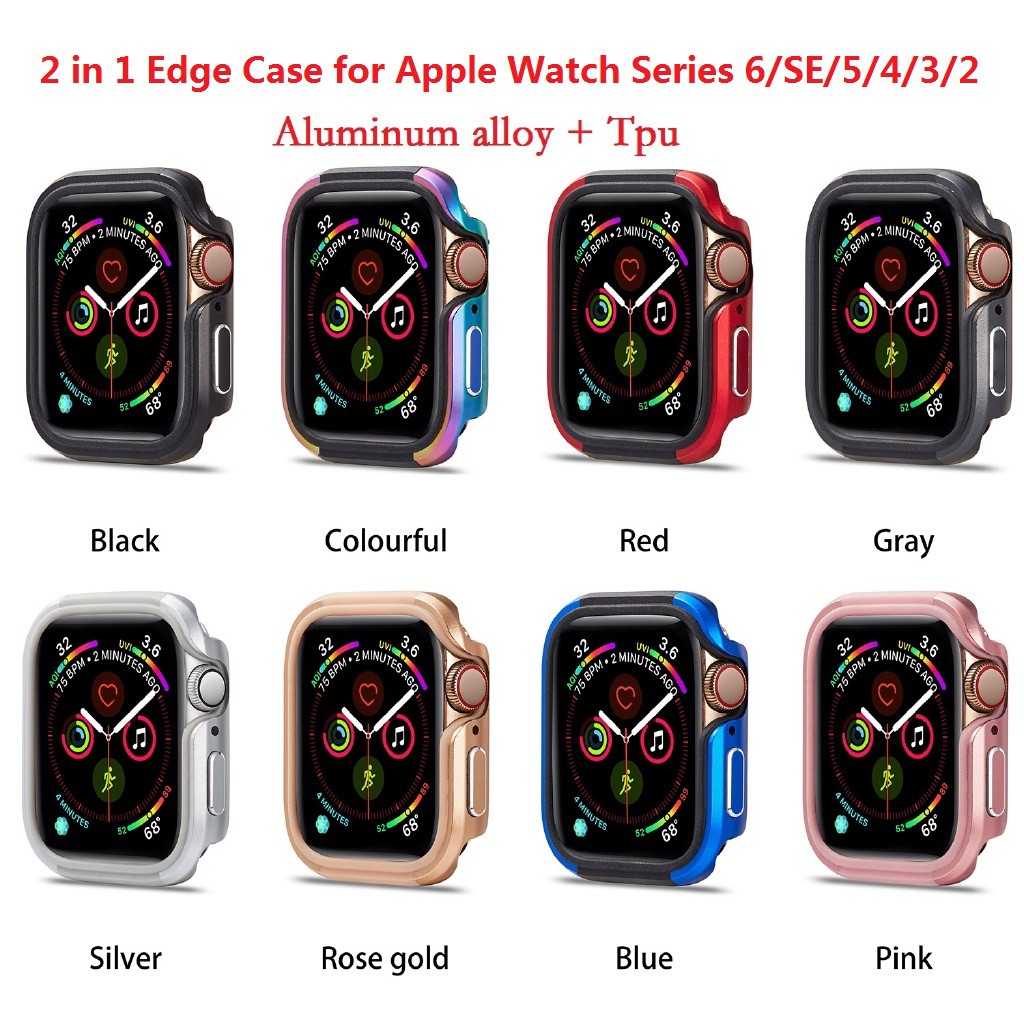 Aplrwe 【Apple Watch Case】2 In 1 เคสอลูมิเนียมอัลลอยด์ + เคส Tpu แบบนิ่มสําหรับ Apple Watch Series 6/se Series 5/4/3/2 38 มม. 42 มม. 40 มม. 44 มม.