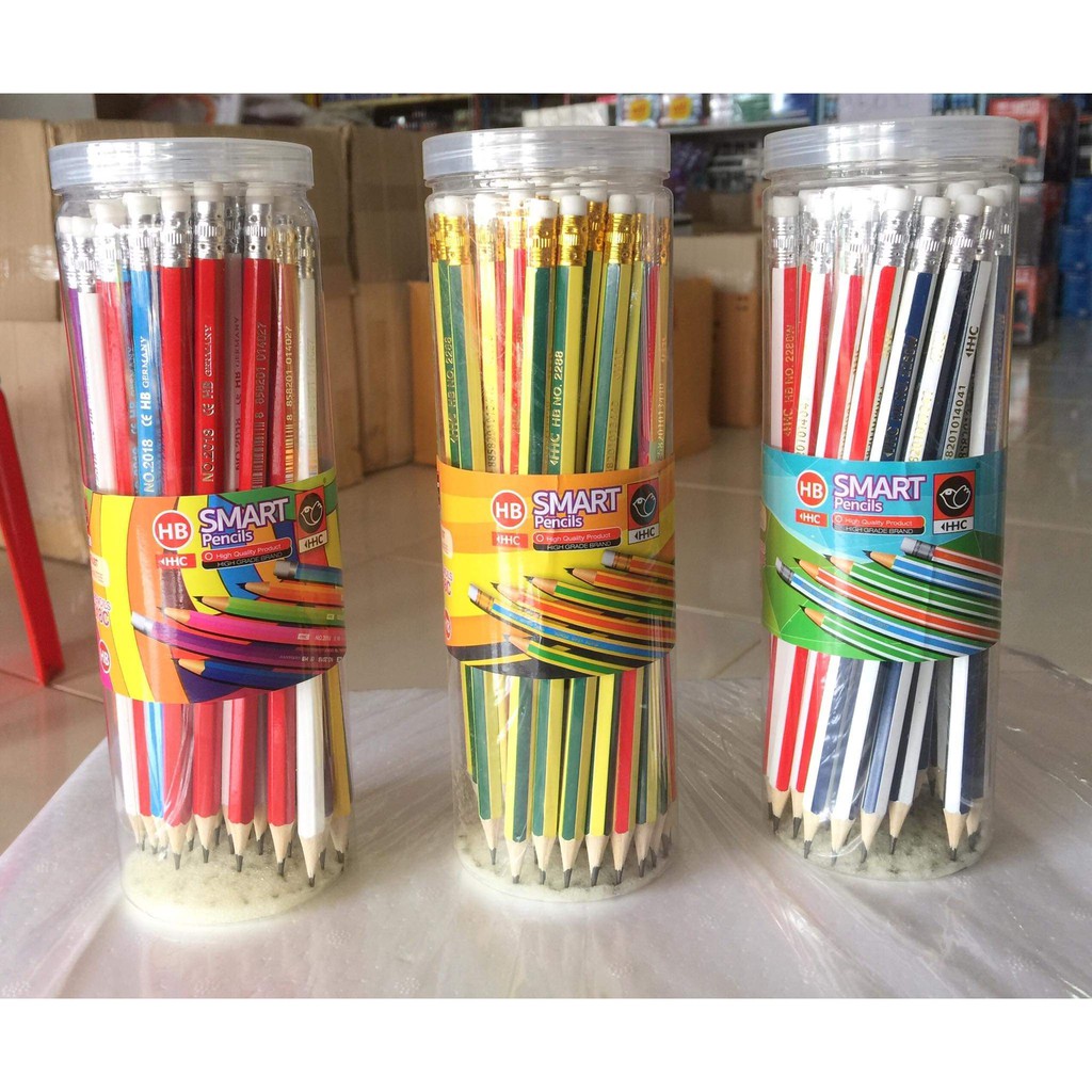 ดินสอ HB คละสีสวยงาม ด้ามไม้ SMART กระปุก 50 แท่ง HB แท่ง มีไห้เลือก 3 แบบ