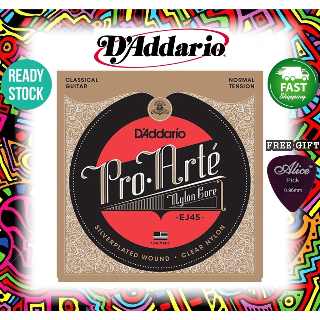 D'ADDARIO Tali Gitar Akustik DAddario Acoustic Classical Nylon Strings Set EJ45 Pro-Arté Normal Tens