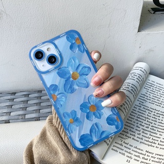 เคสโทรศัพท์มือถือนิ่ม ป้องกันเลนส์ ลายดอกไม้นําโชค สีฟ้า สําหรับ VIVO V23E V23 V21E V21 4G 5G V20 V15 S1 Z1 X50 X60 Pro V9 Youth Y33S Y21S Y21 Y52 Y72 5G Y53S Y51 Y51A Y31 2021