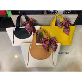 ส่งฟรี!!! งานแท้outlet Charles&amp;Keith Printed Bow Trapeze Bag