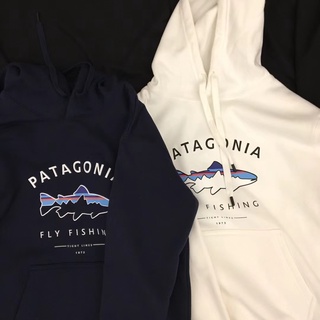 Tide Patagoni Patagonia Small Fish เสื้อกันหนาวสําหรับผู้ชายแขนยาวมีฮู้ดพิมพ์ลาย Terry