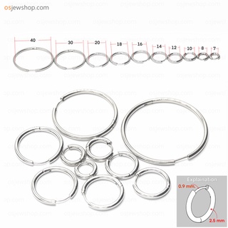 จิวหู จิวห่วงล็อคกลมเงิน สแตนเลสแท้ ขนาด 2.5 มิล&lt;-Earring Huggie Hoop Silver Stainless Steel-&gt;