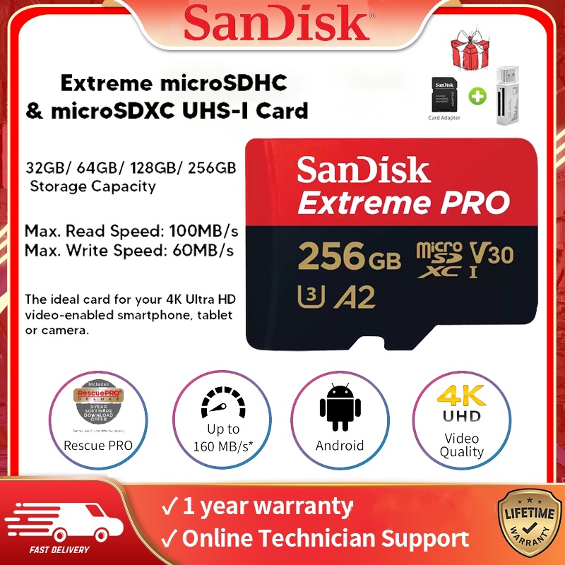 Sandisk Extreme Pro A2 Max.170MBs Micro SD Memory Card Extreme Pro