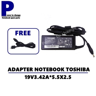 ADAPTER NOTEBOOK TOSHIBA 19V3.42A*5.5X2.5  / สายชาร์จโน๊ตบุ๊คโตชิบ้า + แถมสายไฟ