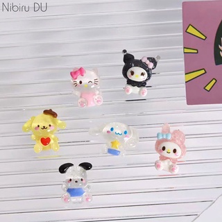 SANRIO อุปกรณ์ตกแต่งเล็บ เรซิน โปร่งแสง ลายการ์ตูน Kuromi Melody Pudding Dog Hello Kitty Cat 3D สําหรับตกแต่งเล็บ DIY