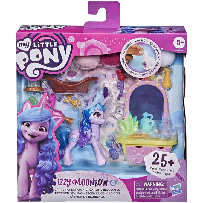 My Little Pony: A New Generation Movie Story Scenes Critter Creation Izzy Moonbow 25 Accessories and 3-Inch Purple Pony