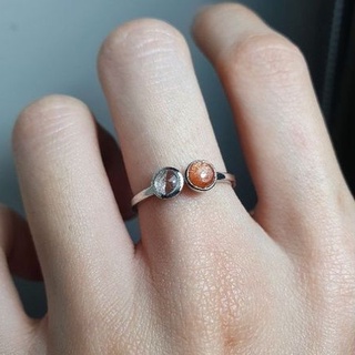 Dory ring 4mm. 🧡 Rainbow Moonstone + Sunstone