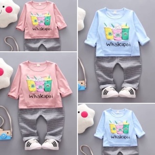 เซตเสื้อยืดแขนยาว กางเกงขายาว น่ารักๆ