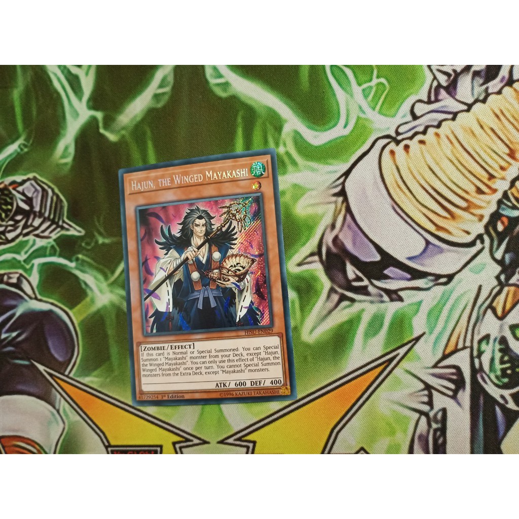 การ์ด Yugioh ดั้งเดิม - Hajun, the Winged Mayakashi - HISU-EN029 - Secret Rare 1st Edition
