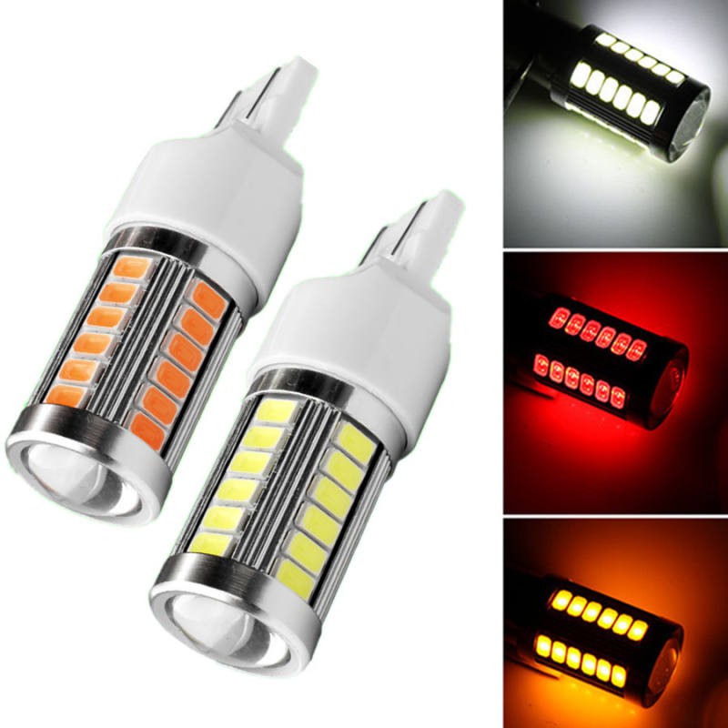 (2หลอด) ไฟเลี้ยว ไฟถอย LED T20 33SMD 7440 5630 ไฟรถยนต์ สีขาว ส้ม ไอซ์บลู 12V