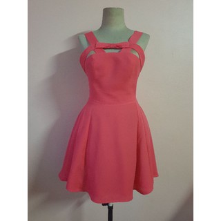 LYN around Dress Size S สีปูนแดง เดรสมือสอง ส่งฟรี