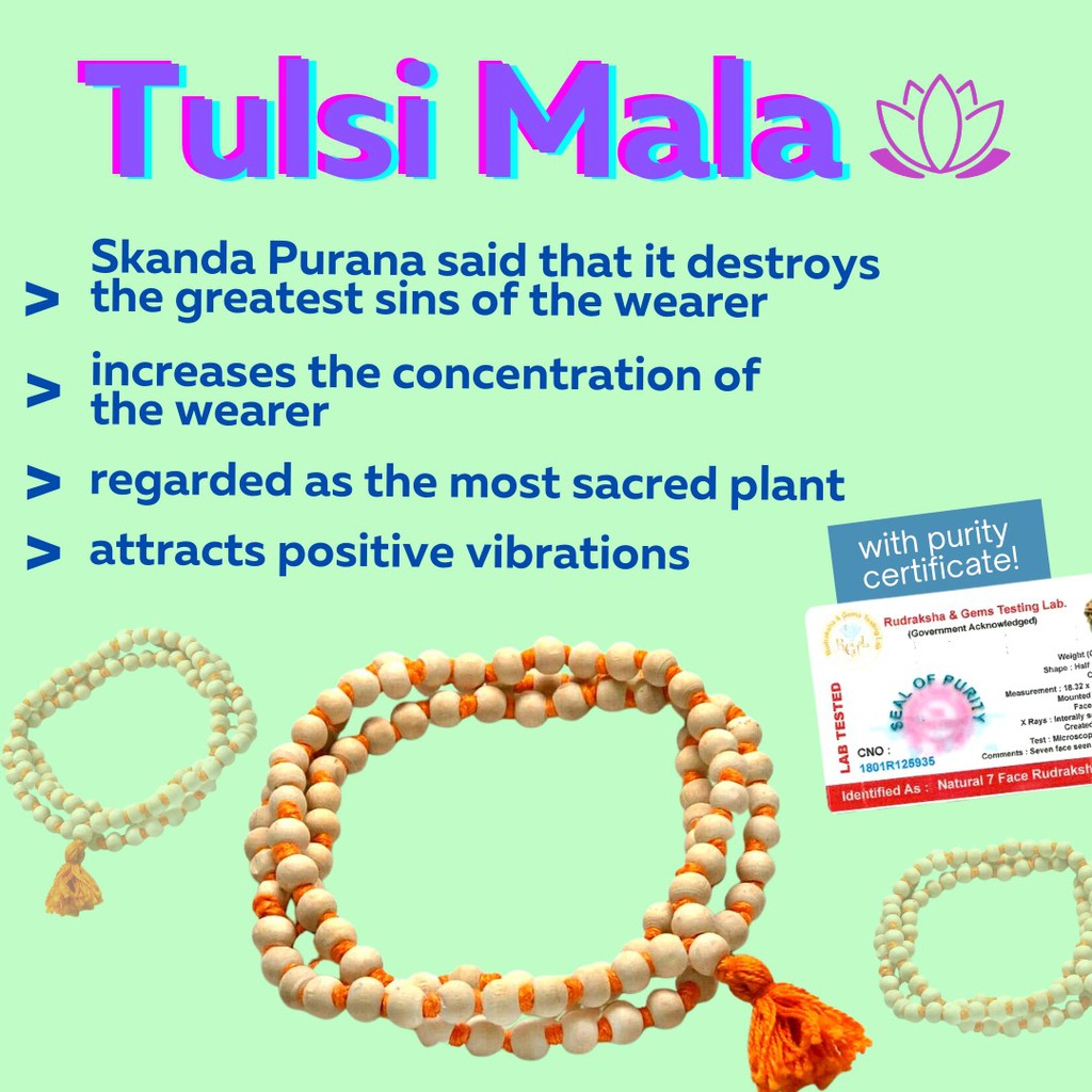 ลูกปัด Tulasi 108 Mala พร้อมใบรับรอง Lab