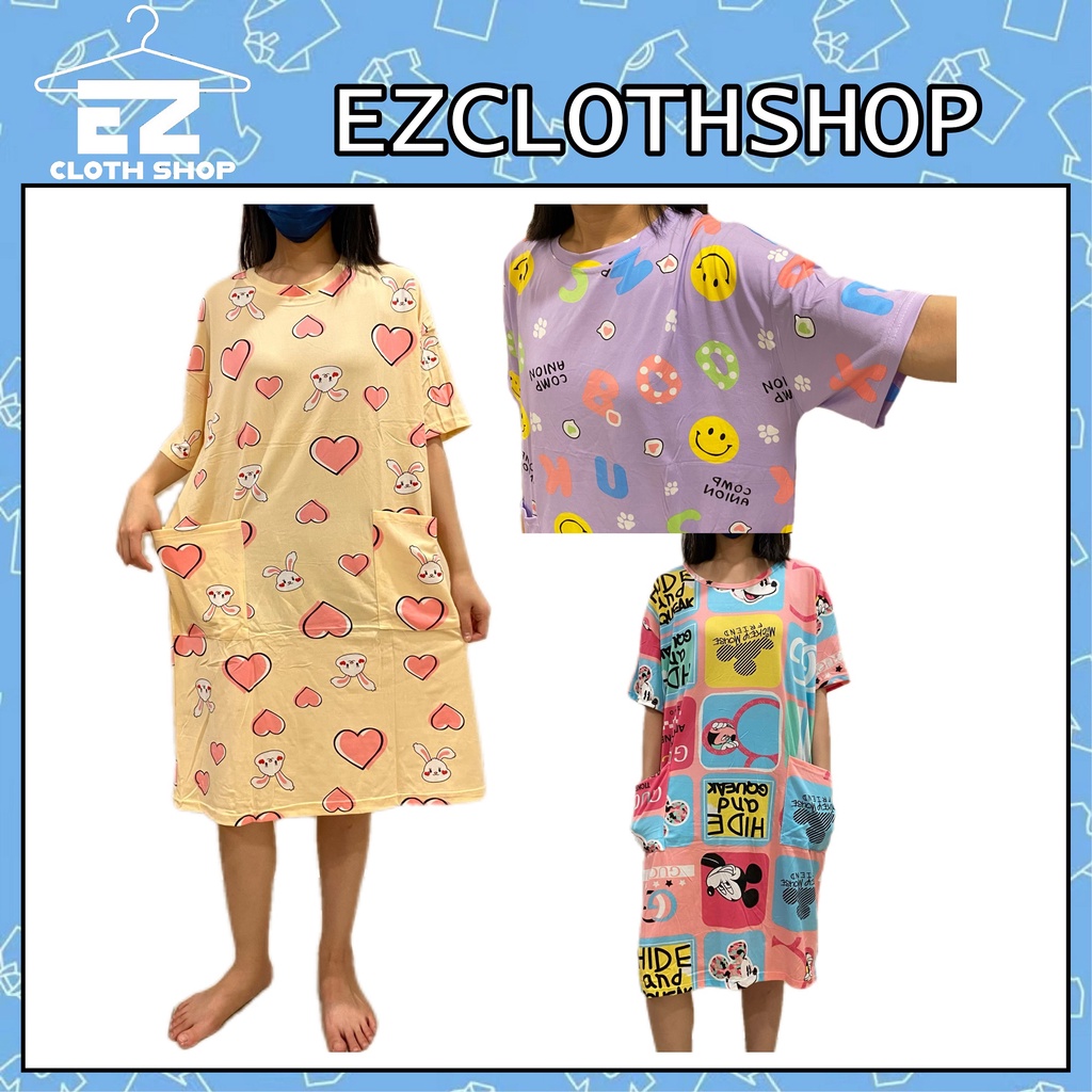 WOMEN SLEEPWEAR NIGHT DRESS PYJAMAS/BAJU TIDOR SLEEP DRESS KAIN SEJUK FREE SIZE