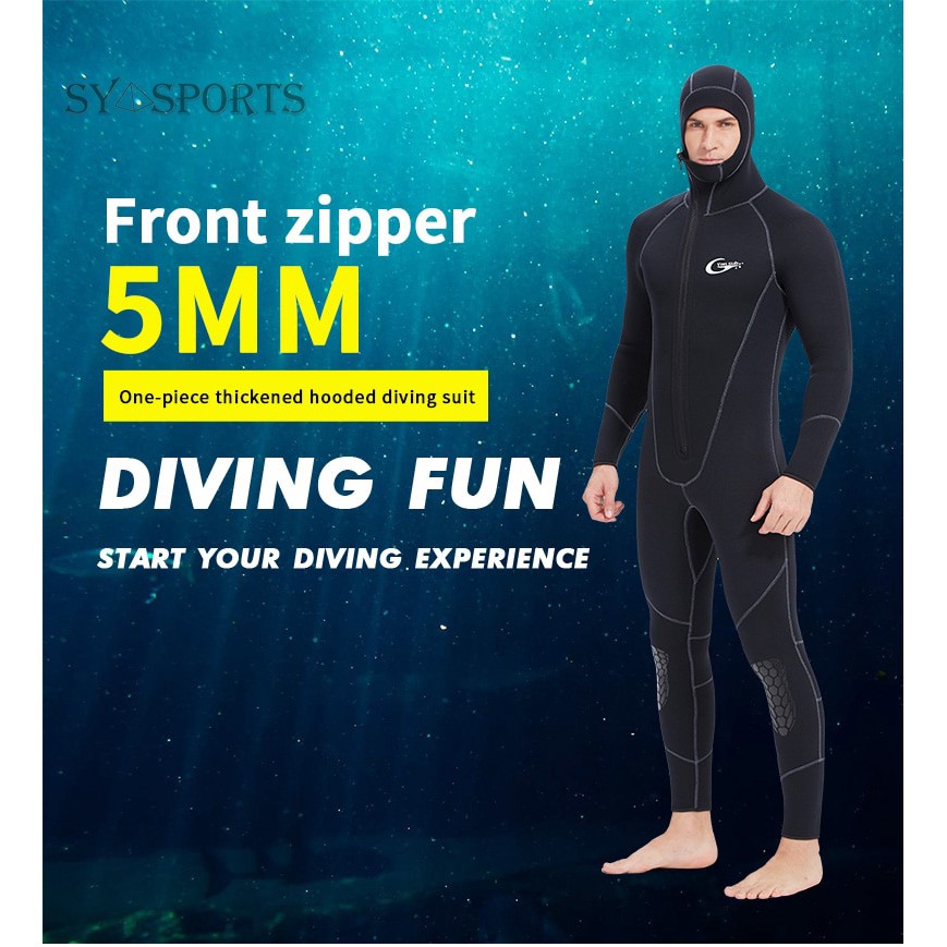 Wetsuit 5mm / 3mm / Men's onepiece wetsuit neoprene wetsuit Shopee