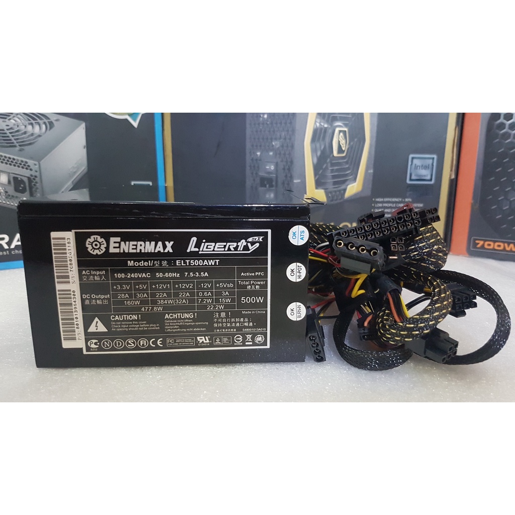 PSU ประกัน 3เดือน Enermax Liberty 500W 80+White มือ2 สายถอดได้ / power supply / พาวเวอร์ซัพพลาย