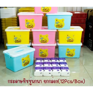 กระดาษทิชชู่พกพา ทิชชู่ห่อม่วง ยกกล่อง คละสีค่ะ (12Pcs/Box) คุ้มสุดๆ กระดาษทิชชู่ พร้อมกล่องอเนกประสงค์ น้องเป็ดน่ารัก