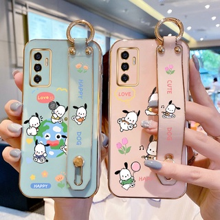 เคสโทรศัพท์มือถือ ซิลิโคนนุ่ม บางมาก ลายการ์ตูน Pochacco น่ารัก พร้อมสายคล้องข้อมือ สําหรับ vivo V23E 4G 5G S10e