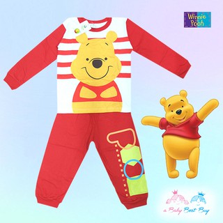 ชุดนอนเด็กเล็ก สีแดง Disney Winnie The Pooh เสื้อแขนยาว กางเกงขายาว ลิขสิทธิ์แท้ (สำหรับเด็กอายุ 2-8 ปี )