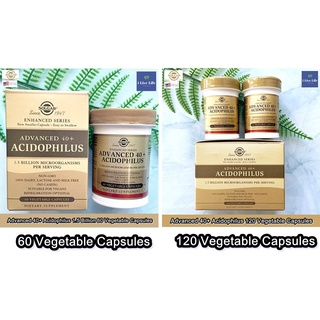 Solgar - Advanced 40+ Acidophilus 60 or 120 Vegetable Capsules จุลินทรีย์ 1.5 พันล้านตัว