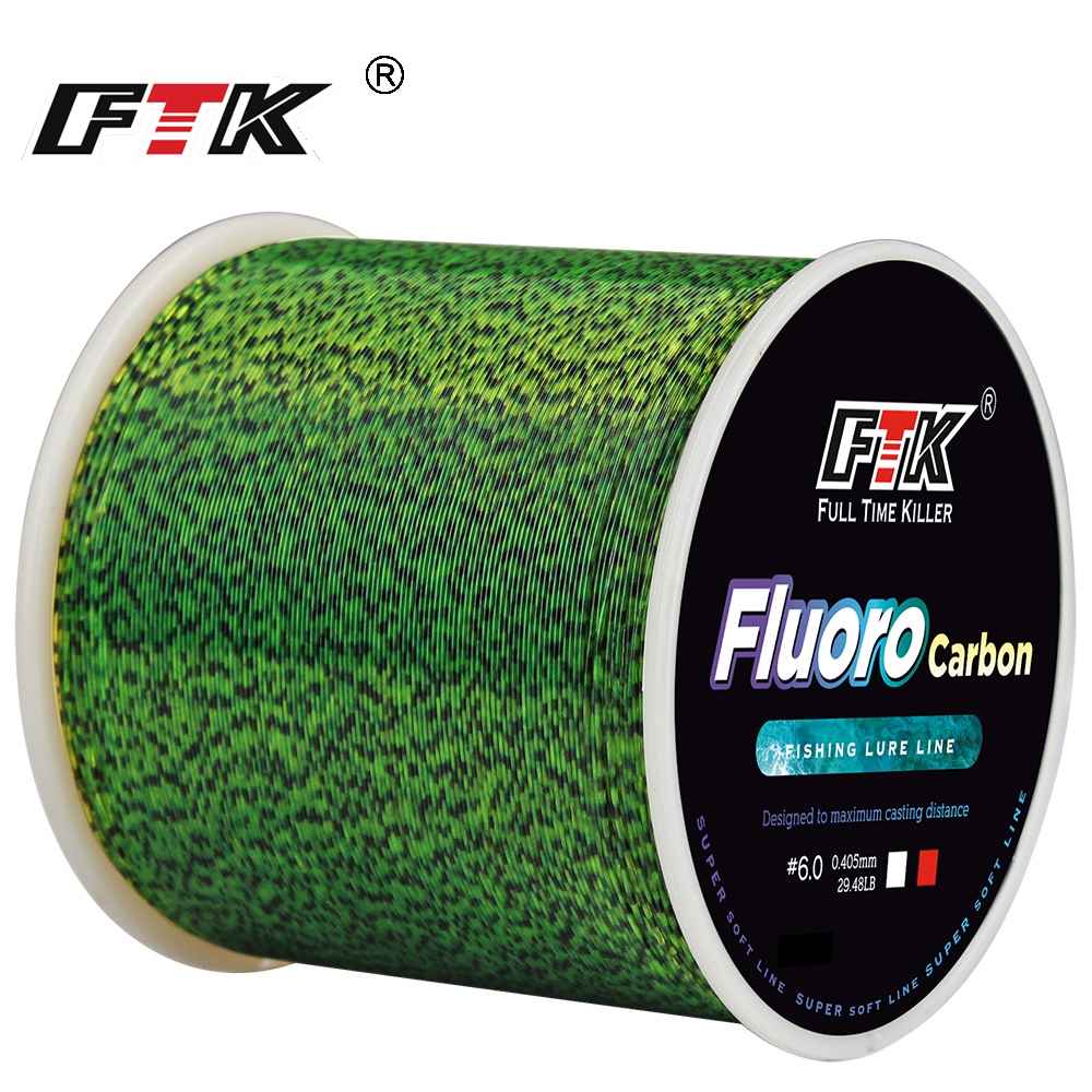 500M Fluorocarbon Coating Carbon Fiber Monofilament Leader Line Carp Fishing Sinking Line Mottling Design