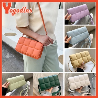 Yogodlns กระเป๋าสะพายไหล่ สะพายข้าง หนัง PU สีพื้น แฟชั่นสําหรับสตรี