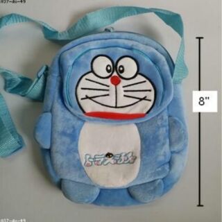 กระเป๋าสะพาย (ผ้าขน) ลาย โดราเอม่อน Doraemon ขนาด 8x6x2 นิ้ว