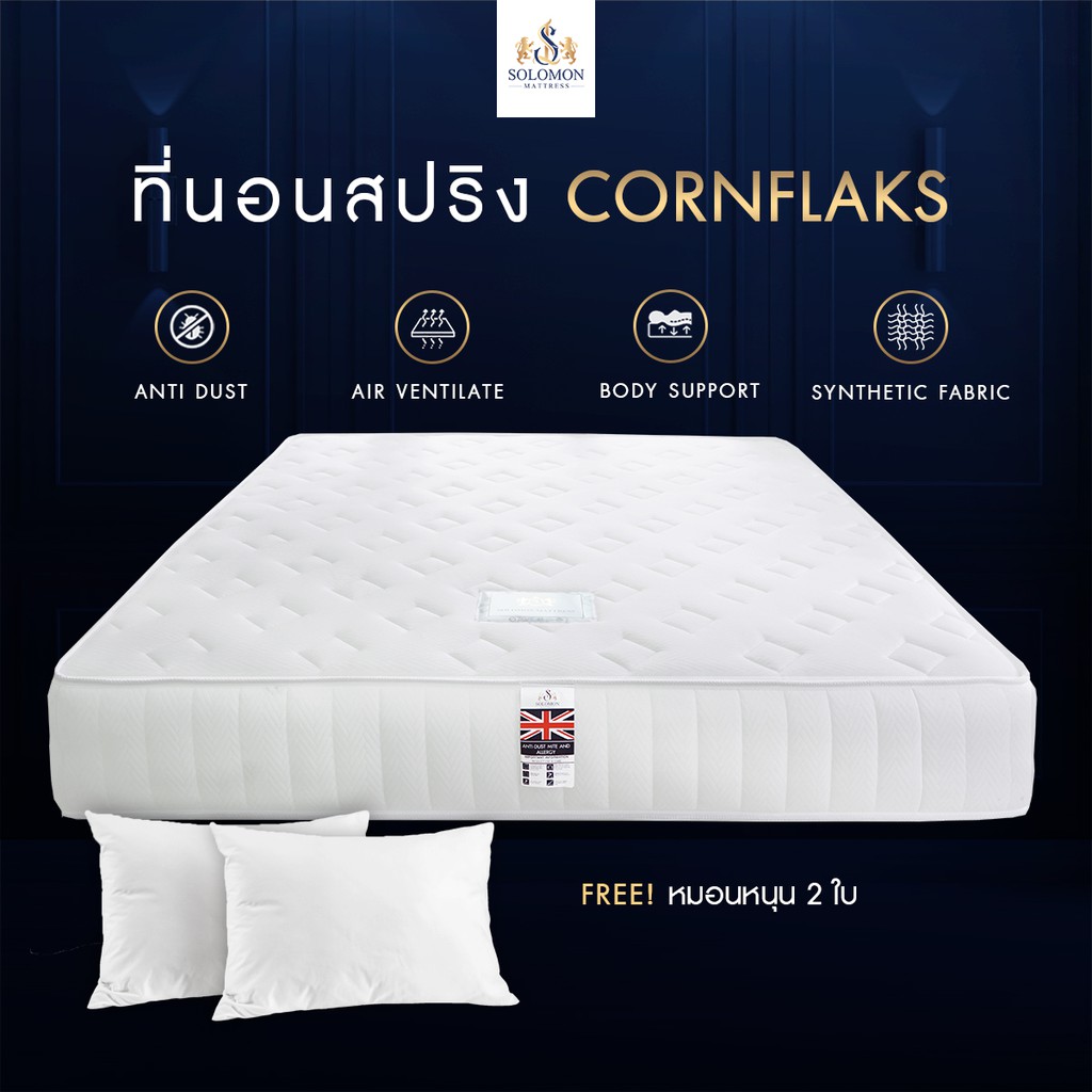 Solomon ที่นอนสปริงผ้านุ่มรุ่น Cornflaks 2 คิ้ว หนา 9 นิ้ว สีขาว #8
