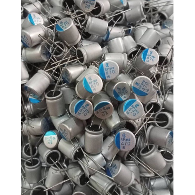 470uF 16V Capacitor สีเงินแทบฟ้าขนาด 12x10mm. ของดีของแท้จากโรงงานพร้อมส่ง470UF 16V ตัวเก็บประจุแบบอิเล็กโทรไลต์ /5ตัว/