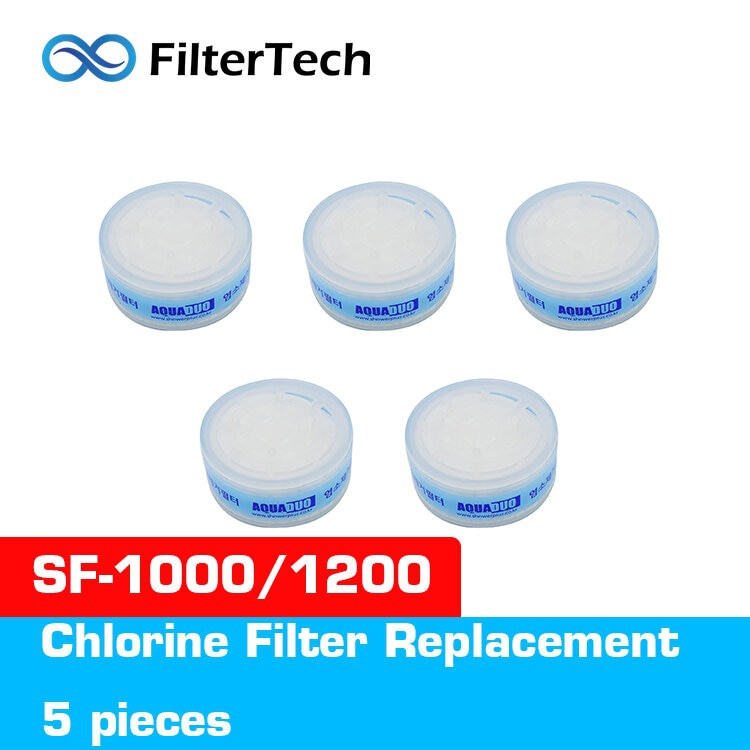 Aquaduo - เปลี่ยนไส้กรองกําจัดคลอรีน 5 ชิ้นสําหรับ SF-1000 (แบบแฮนด์)/SF-1200