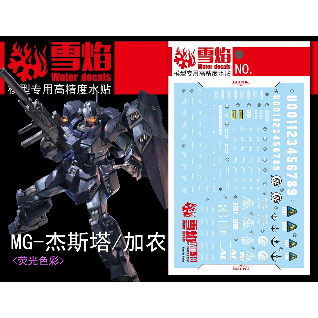 Xueyan Decal สําหรับ MG-71 MG Jesta/ Cannon เรืองแสงน้ําสไลด์รูปลอก XYMG071