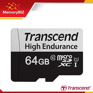 Transcend MicroSD Card 64GB High Endurance อ่านเร็วสูงสุด 95MB/s เขียนเร็วสูงสุด 45MB/s (TS64GUSD350V) รับประกัน 2 ปี