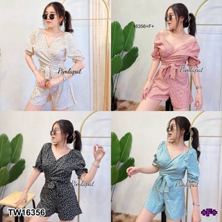 GN16356 Set 2 ชิ้น เสื้อทรงป้ายผูกโบว + กางเกงขาสั้น