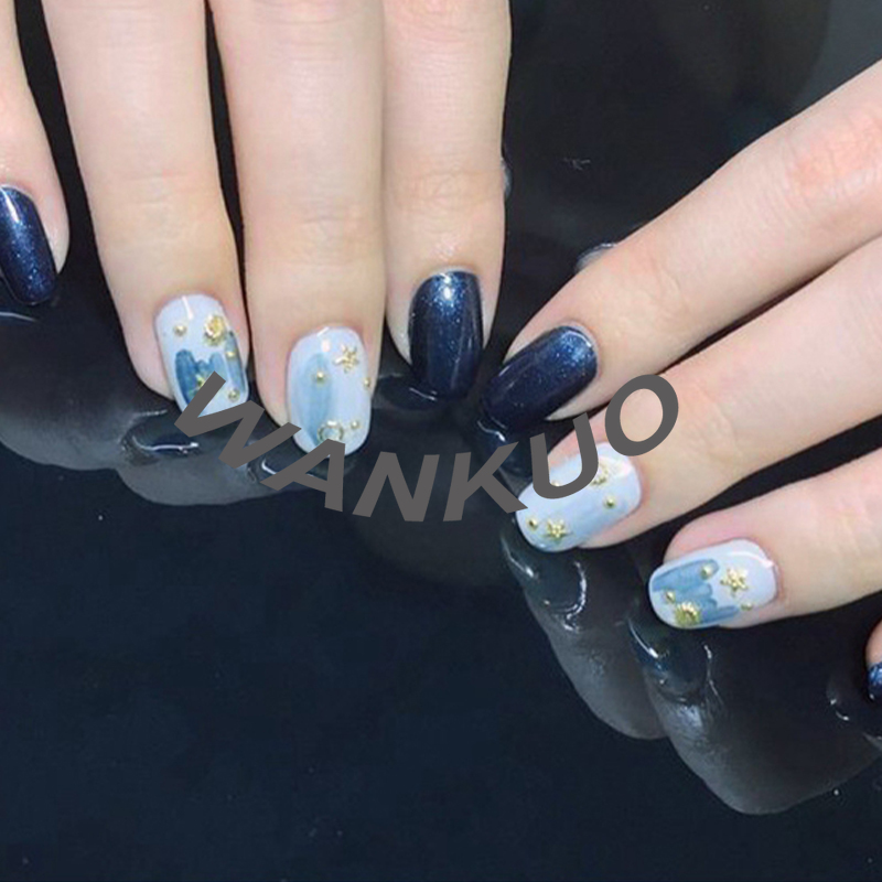 【WANKUO】เซตหมุดโลหะสีทอง ลายดาว พระจันทร์ สำหรับตกแต่งเล็บ - รูปที่ 2