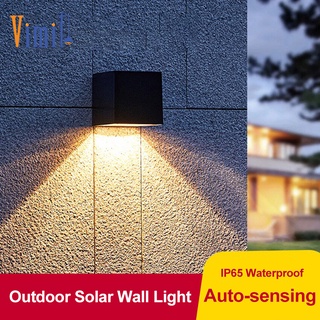 【ซื้อ 1 แถมของขวัญฟรี】Vimite Led Modern ไฟติดผนังโซล่า Solar Wall Light ไฟหน้าบ้าน โคมไฟผนังนอก Waterproof ไฟอัตโนมัติ ไฟติดรั้วบ้านไฟแต่งสวนโซล่า ไฟหน้าบ้าน