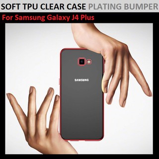 Qcase-เคสขอบสี สำหรับ Samsung Galaxy J4 Plus ผิวนิ่ม ไม่ทำให้เครื่องเป็นรอย - Soft TPU Clear Case for Samsung Ga