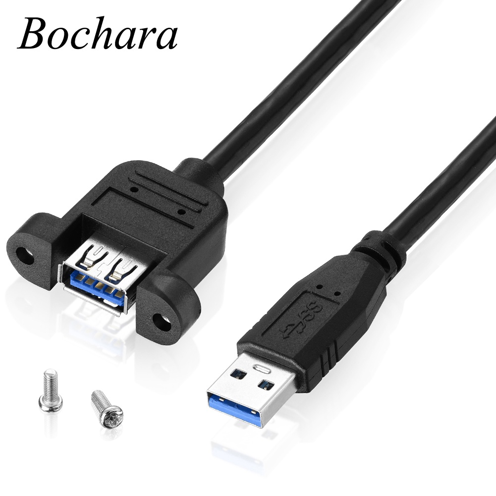 Bochara USB 3.0 Extension Cable Male to Female Dual Shielded (ฟอยล์+Braided) พร้อมสกรูแผง Mount 30 ซม.60 ซม. 1 ม. 1.5 ม. 3 ม.