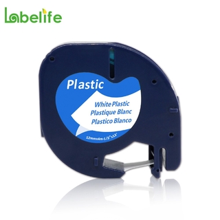 [สต็อกประเทศไทย] 1pack Compatible pour DYMO LetraTag bandes détiquettes noir sur blanc 91200,92101,91202,91203,91204,91