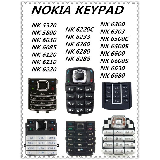 NOKIA AAA KEYPAD 5320/5800/6030/6085/6012/6210/6220/6220C/5233/6260/6280/6288/6300/6303/6500C/6500S/