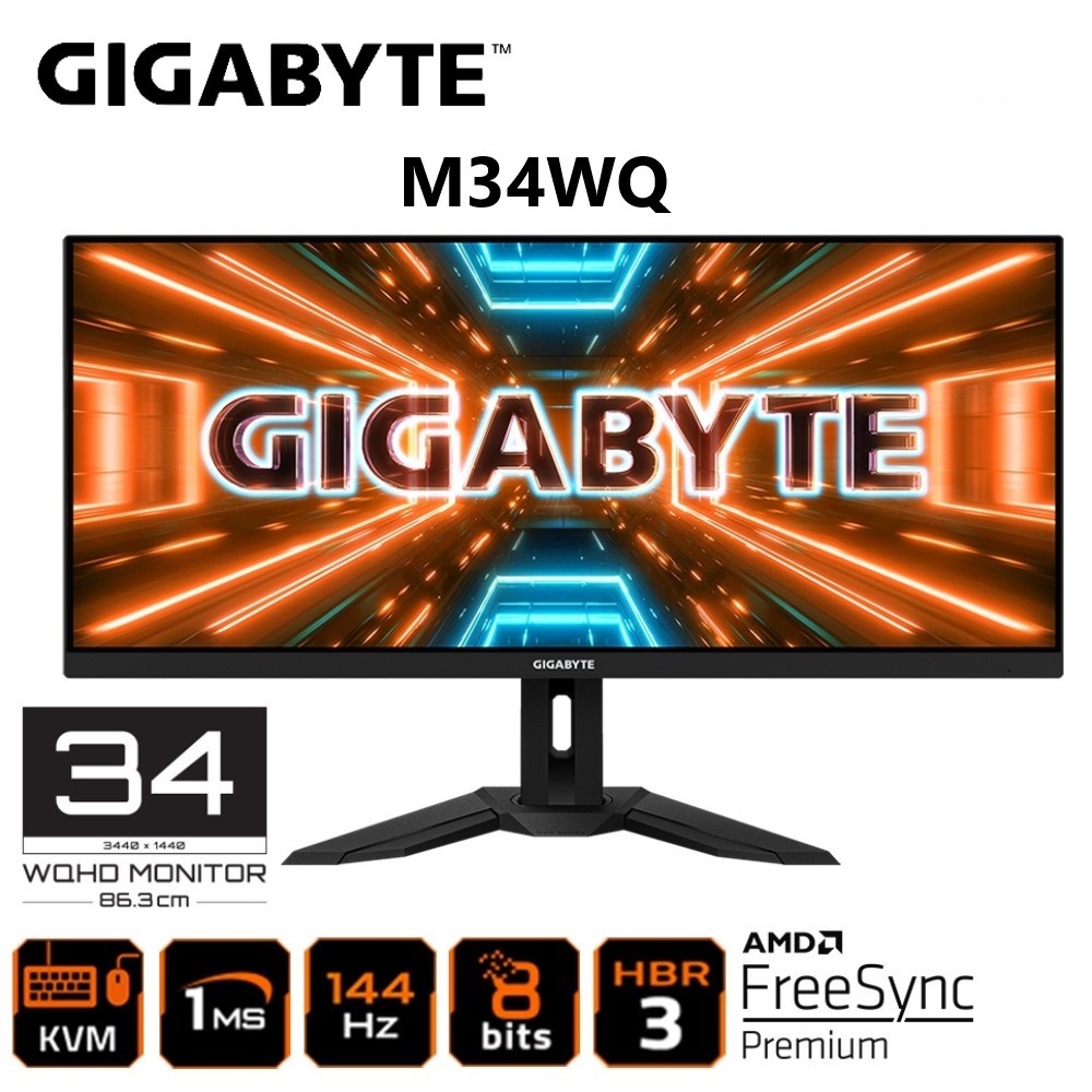 MONITOR (จอมอนิเตอร์) GIGABYTE M34WQ 34" IPS LED 144Hz WQHD KVM Gaming