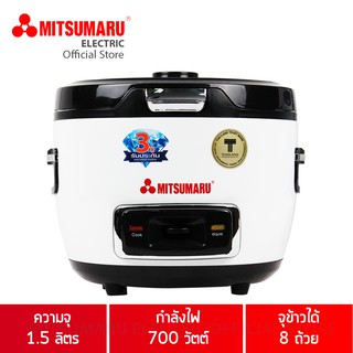 MITSUMARU หม้อหุงข้าว 1.5 ลิตร ฝาแก้ว ระบบอุ่นทิพย์ มิตซูมารู รุ่น AP-501T