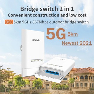 Tenda OS3 5 กม.5GHz 867Mbps Outdoor CPE Wireless WiFi Repeater Extender Router AP Access Point Wi-Fi Bridgeด้วยอะแดปเตอร