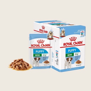 🐶🌸Pet4You🌸🐱โรยัลคานิน อาหารเปียก ลูกสุนัขพันธุ์เล็ก กล่อง*12ซอง*85กรัม Royal canin Dog Pouch puppy mini (Gravy)