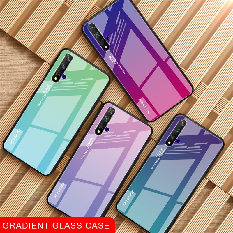 เคสโทรศัพท์กระจกเคสโทรศัพท์มือถือกระจกนิรภัยสําหรับ Huawei Nova 5t 4 4E 3 3I 3e 2I tempered glass hard phone case
