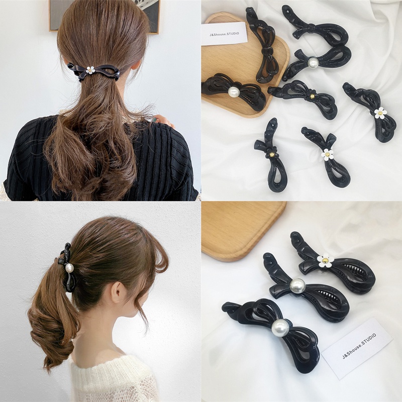 เคเอฟ338 มาใหม่เกาหลีขนาดใหญ่สง่างามดอกไม้และมุกกล้วยหางม้าคลิปอุปกรณ์ผม