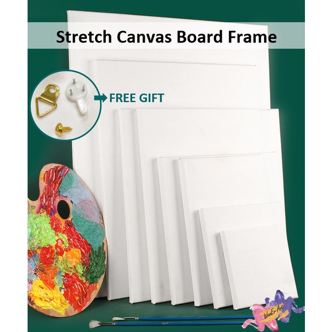 - WanEr Art [ 1/2 ] ARTIST STRETCHED CANVAS Board Frame Canvas Painting Board- สําหรับอะคริลิคและภาพ