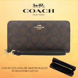 COACH C4452 LONG ZIP AROUND WALLET IN SIGNATURE CANVAS