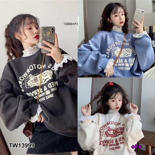 TwinsShopVip💗พร้อมส่ง TW13999 เสื้อกันหนาวแต่งลุกไม้